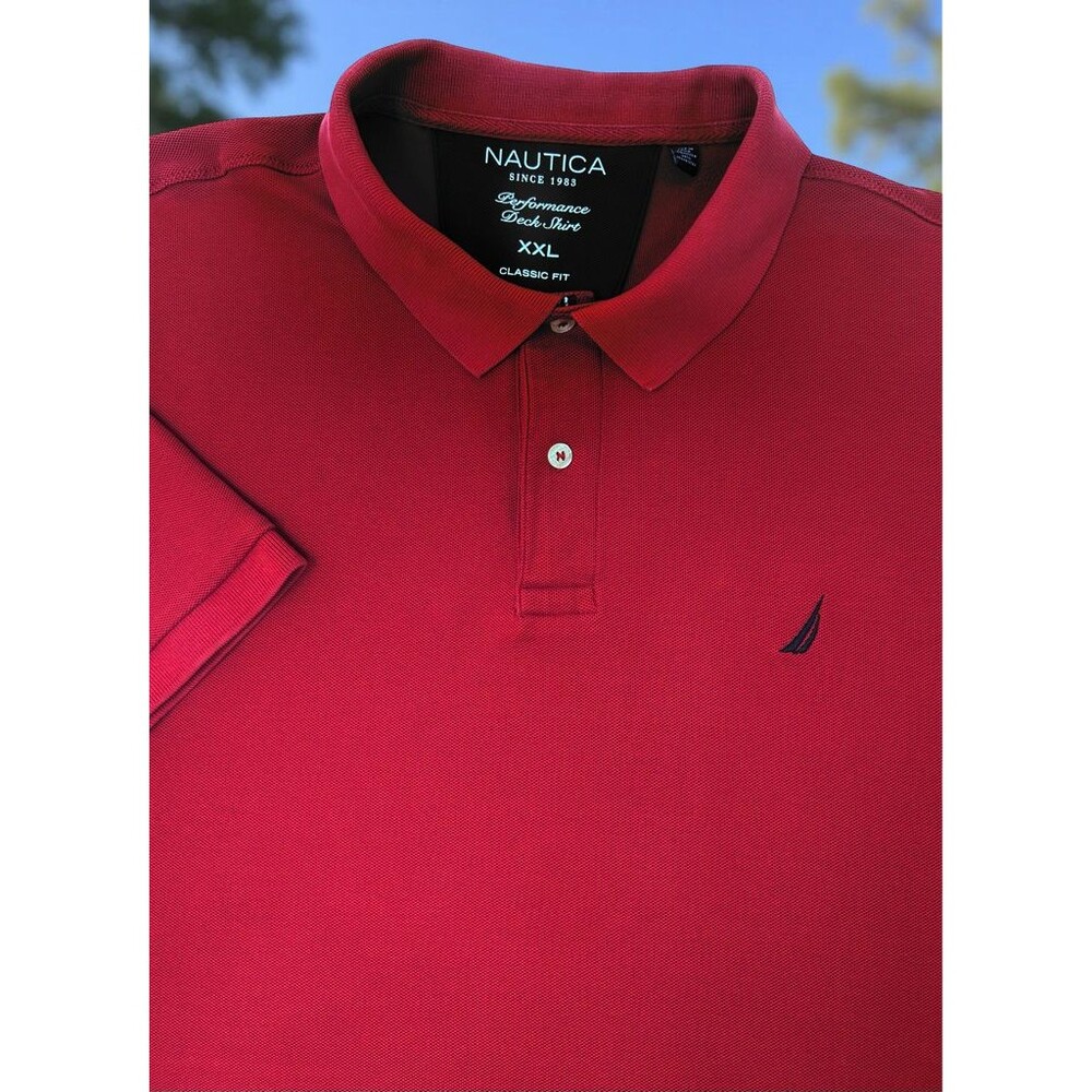 Nautica Performance Deck Polo Shirt XXL Red Classic Fit Short Sleeve